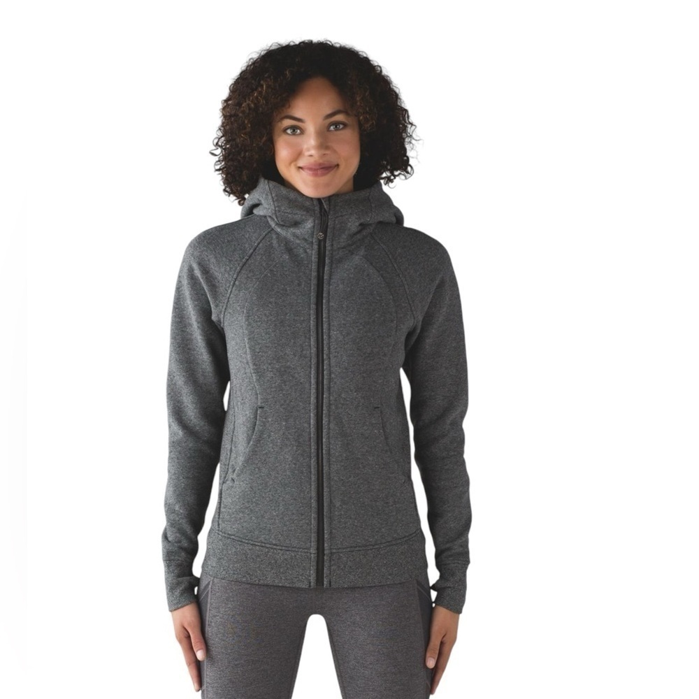Lululemon Scuba Hoodie Sz 4 Light Cotton Fleece Heathered Speckled Black